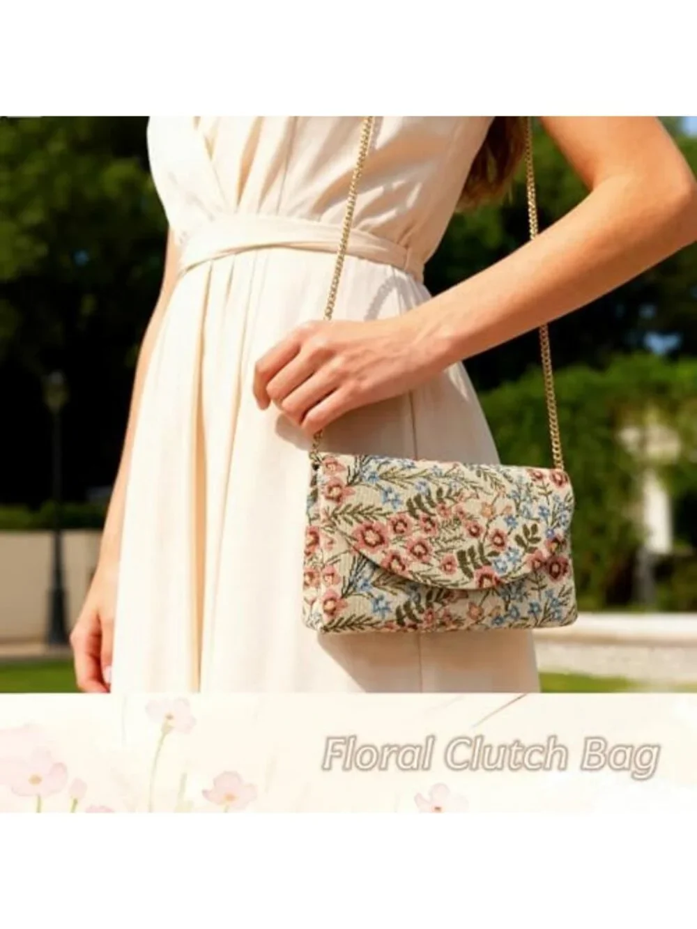 Floral Embroidered Evening Clutch Purse - Cute Crossbody Handbag for Weddings